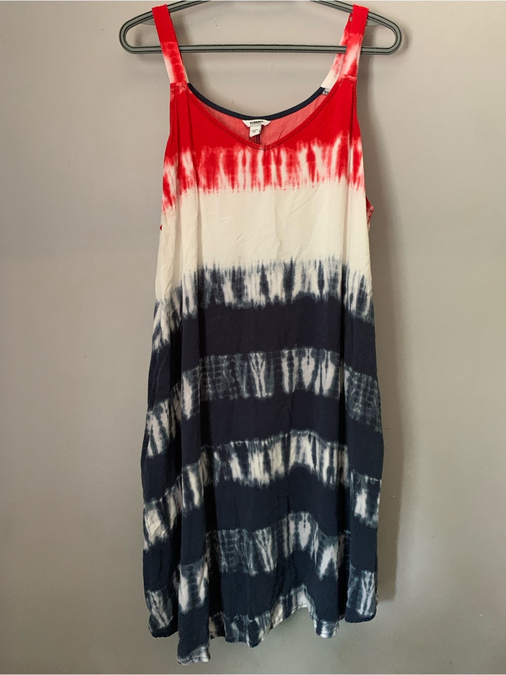 SONOMA Red & Navy Tie-Dye Tank Dress XL